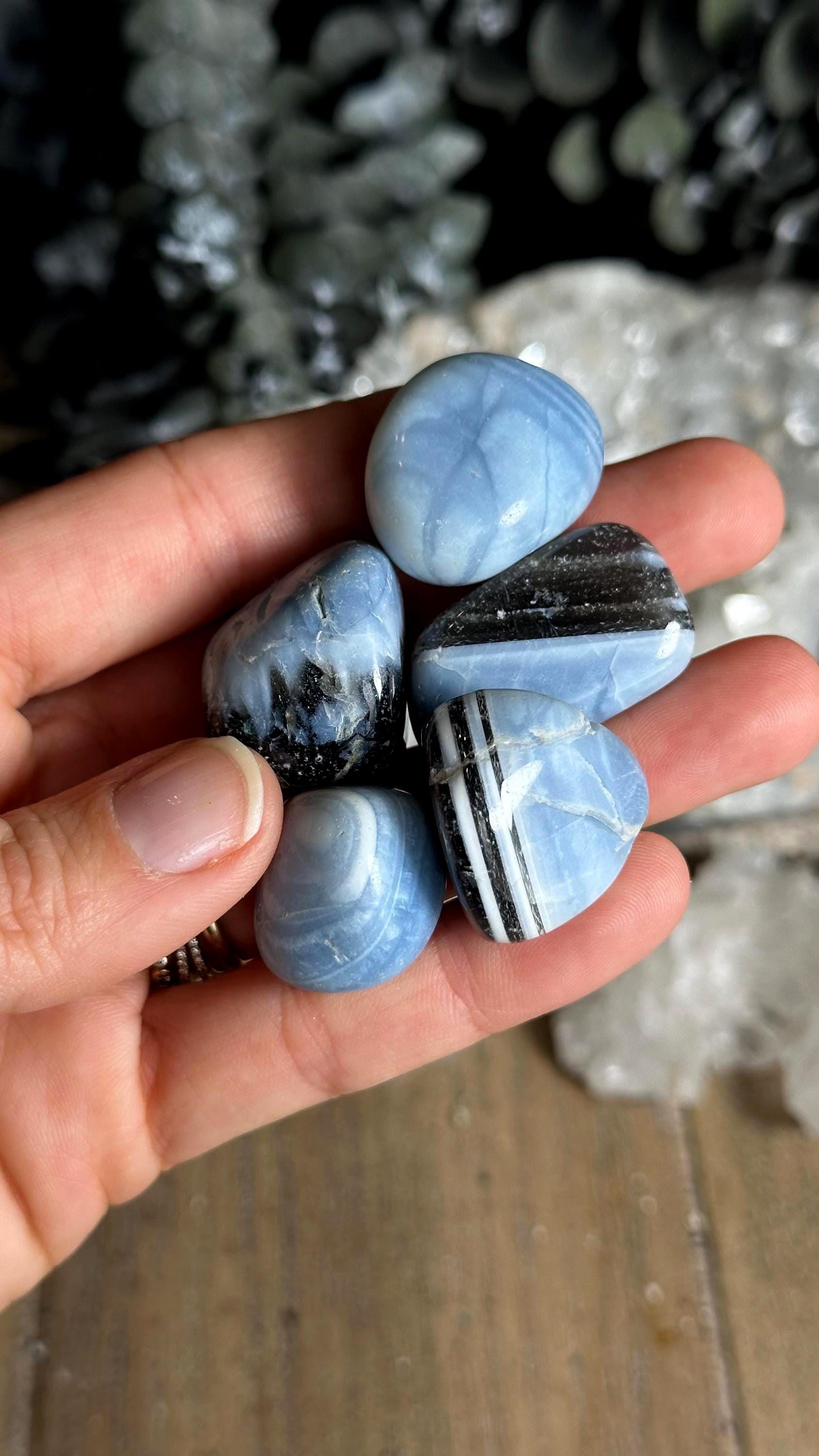 Tumbled Blue Owyhee Opal , Pocket Stone