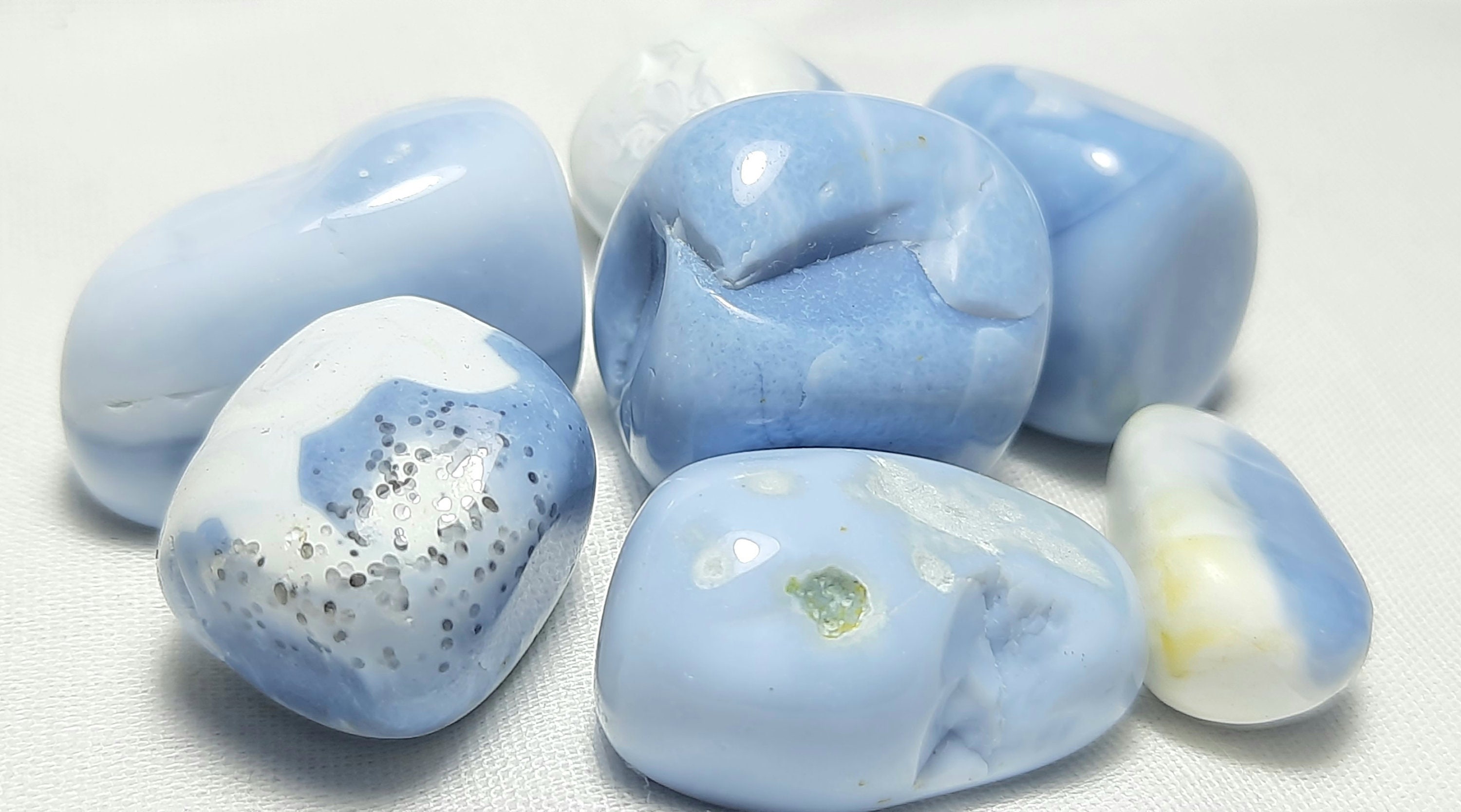 Blue Opal Tumbled Stones: Polished Healing Crystals