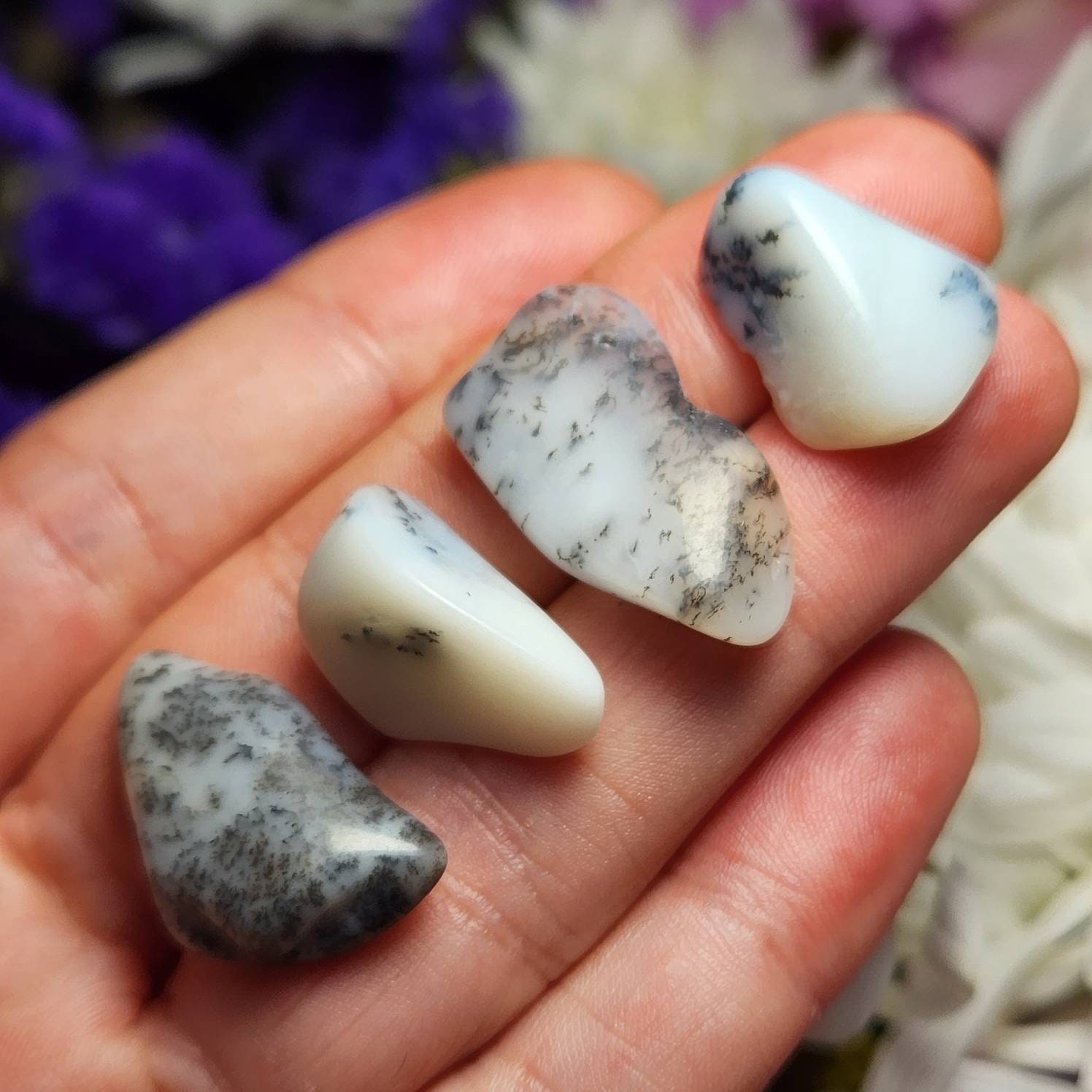 Dendritic Opal Crystal - Tumbled Dendritic Opal - Polished Dendritic Opal - Natural Opal - Tumbled Stones - Dendritic Opal Gemstone