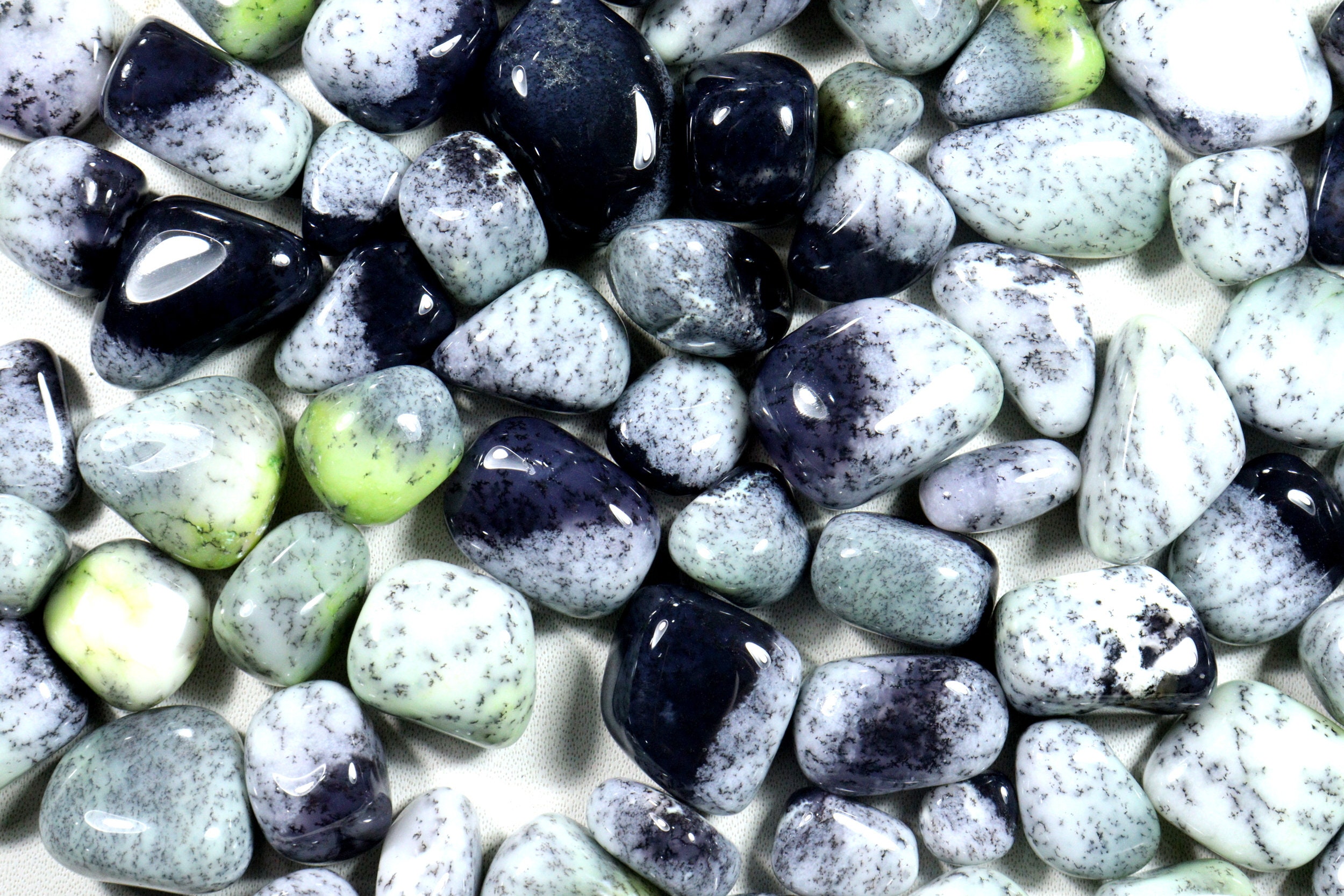 Dendritic Opal Tumble Stone: White Opal Mini Crystal