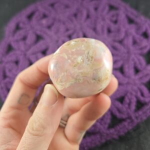 Pink Opal Small Palmstone Crystal Tumbled Stones Gallet Crystals Polished Peruvian Peru love stone chakra healing