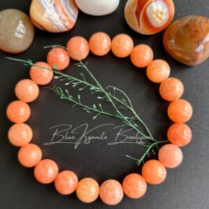 Orange Calcite Bracelet 9mm: Joy, Creativity, Sacral Chakra Jewelry