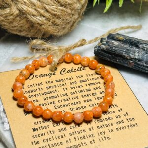 Beautiful 100% Natural Orange Calcite Bracelet 6mm or 8 mm| Amplify energy and radiate positivity | Cancer & Leo Birthstone |