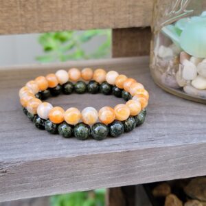 Creativity Bracelet, Kundalini Awakening Bracelet, Fearlessness Bracelet, Orange Calcite Bracelet, Serpentine Bracelet, Bead Bracelet