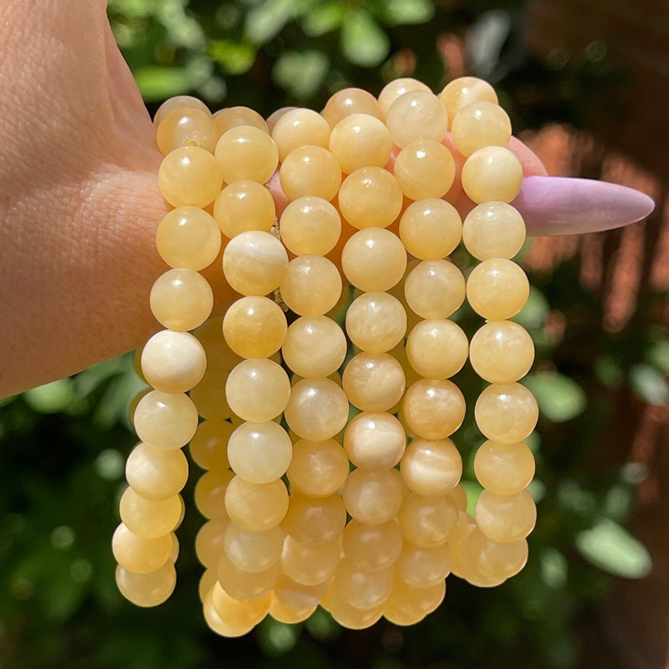 Orange Calcite Crystal Bracelet- 8mm Beads