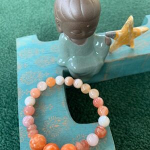 Energized * Crystal Energy Bracelet - 12mm Orange Calcite, Sunstone Rondelles, 8mm Peach Agate