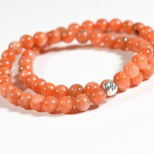Orange Calcite Gemstone Bracelet, Natural Gemstone Stretch Bracelet, 6mm Orange Calicte