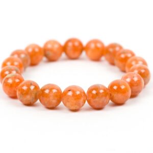 Orange Calcite Gemstone Bracelet, Natural Gemstone Stretch Bracelet
