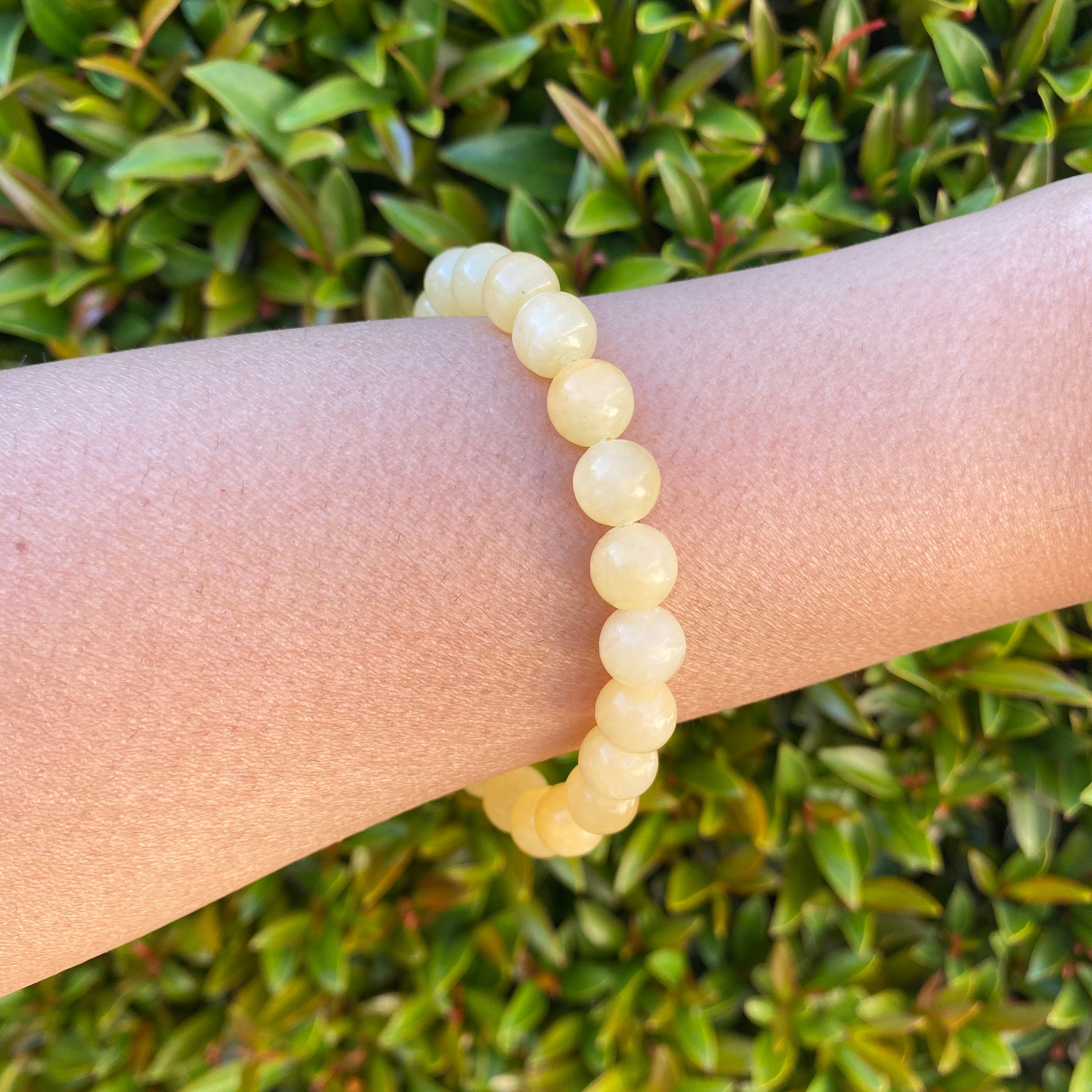 Natural Orange Calcite Bracelet, Orange Calcite Beaded Stretchy Bracelet, Orange Calcite Stone, Round Bead Orange Calcite Crystal Bracelet