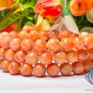 Orange Calcite Stone Bracelet: Unisex Stretch Bracelet (8 MM)