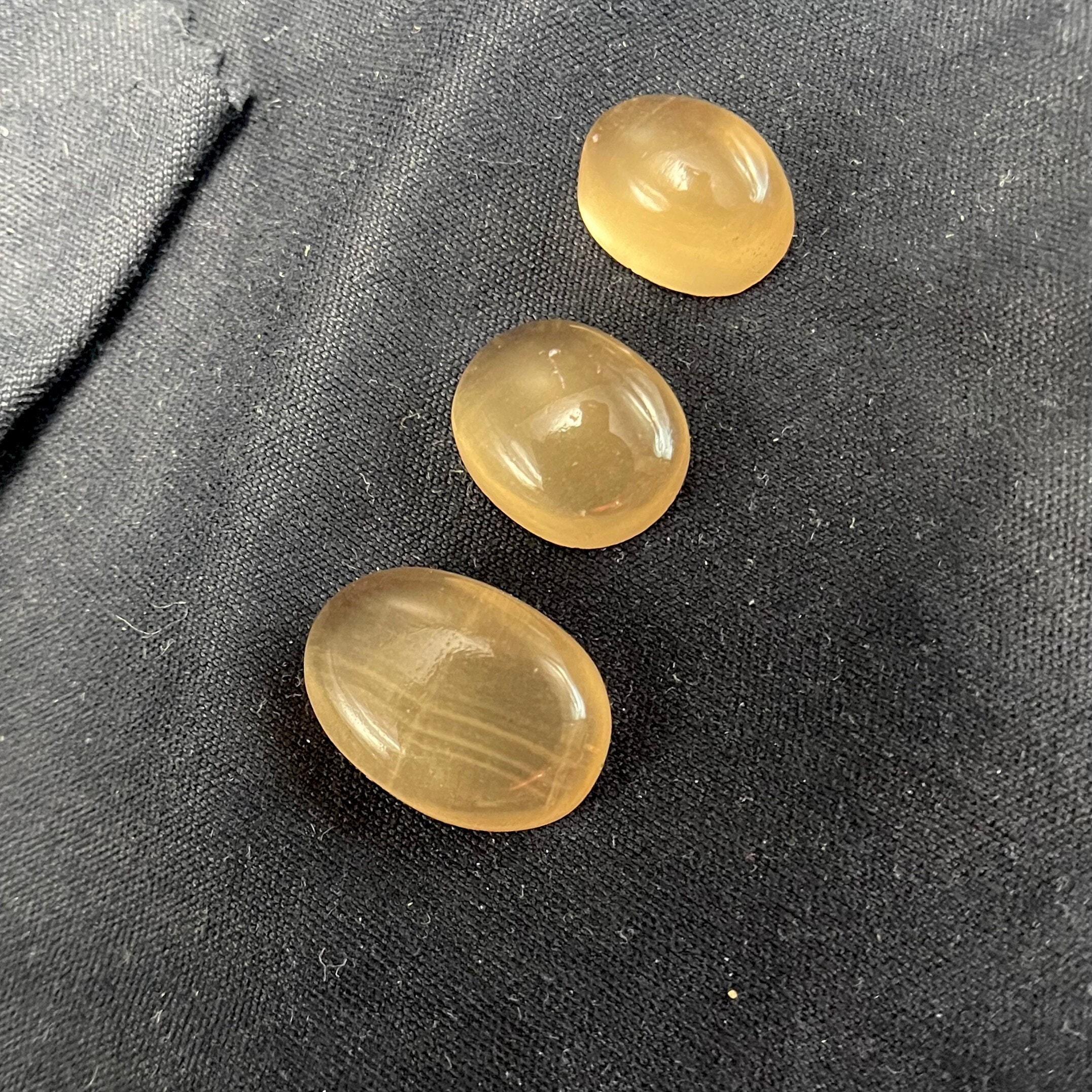 Orange Calcite With Cat's Eye Effect, 21.8 Ct Cabochon Parcel, Natural And Untreated