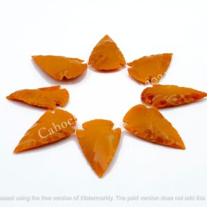 Orange Calcite Man-made Arrowhead Shape Glass Gemstone - Orange Obsidian, Carved Stone - Multi Jewelry Making Stone, Loose Cabochon Gemstone