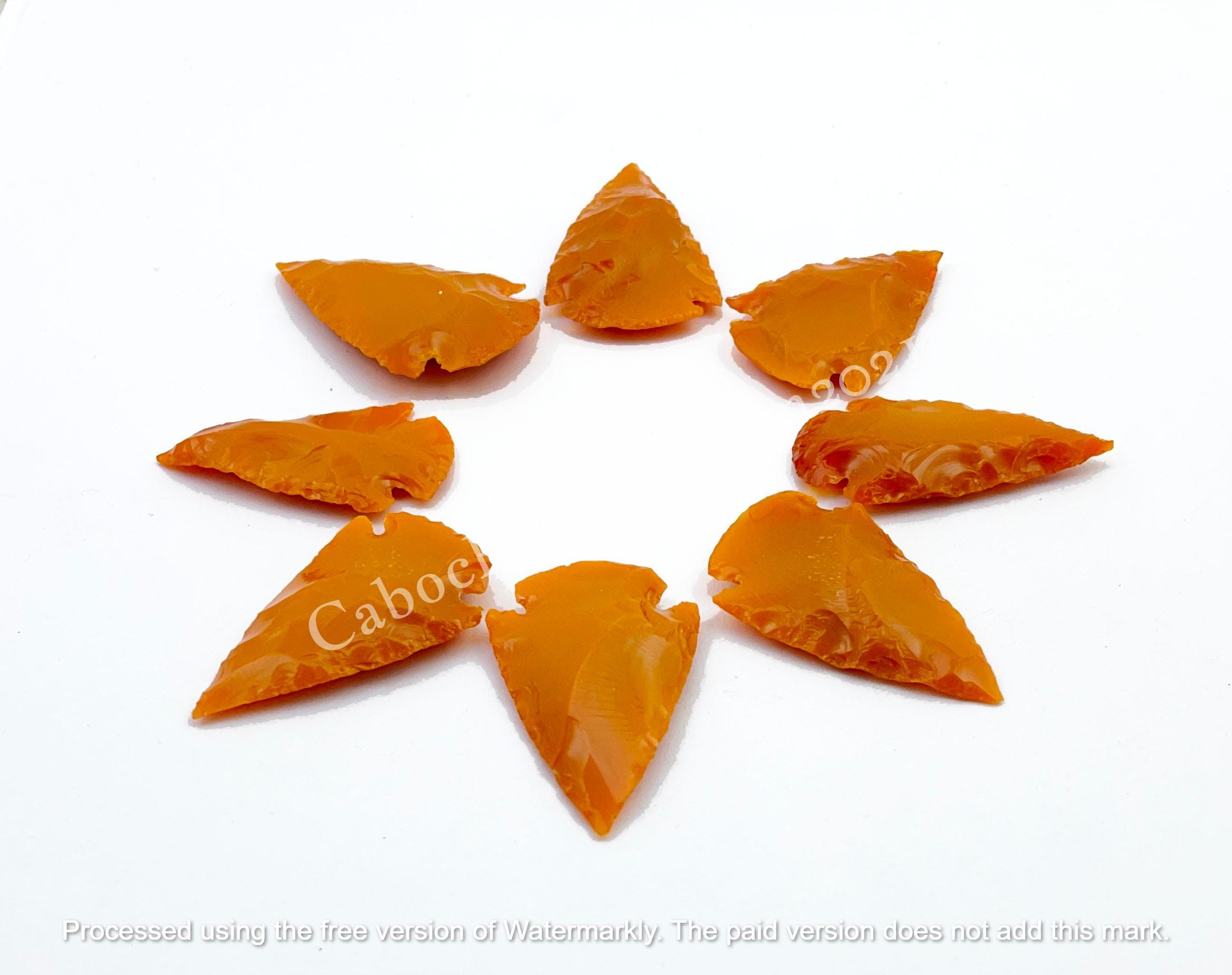 Orange Calcite Man-made Arrowhead Shape Glass Gemstone - Orange Obsidian, Carved Stone - Multi Jewelry Making Stone, Loose Cabochon Gemstone