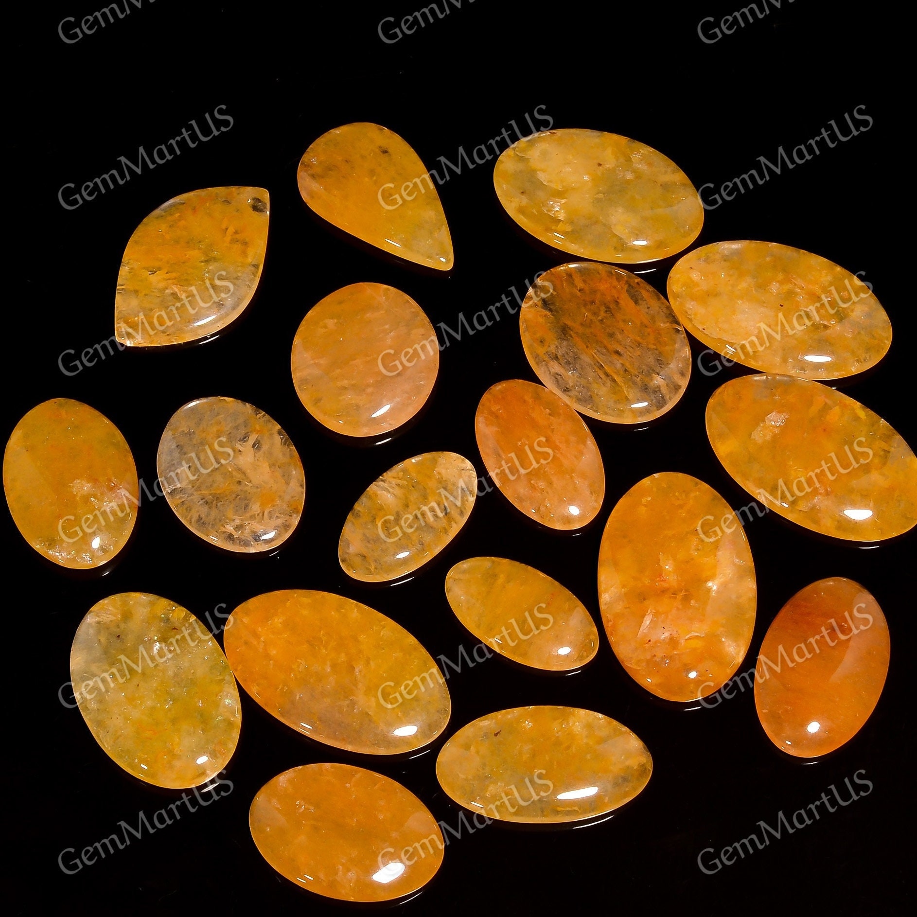 Natural Orange Calcite Crystal, Orange Calcite Cabochon, Orange Lace Agate, Wholesale Gemstone Mix Lot, Sizes 20mm To 50mm