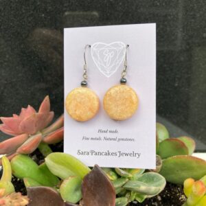 Natural Peach Calcite with Hematite in Surgical Steel Earrings ~Hand Made
