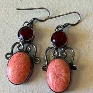 ORANGE CALCITE SILVER Pierced Earrings