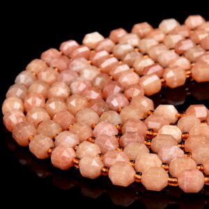 8mm Natural Orange Calcite Gemstone Grade Aaa Faceted Prism Double Point Cut Loose Beads (d38)