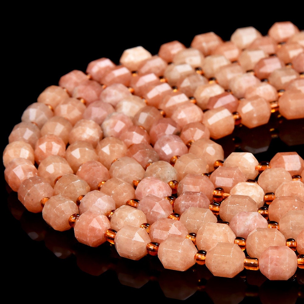 8mm Natural Orange Calcite Gemstone Grade Aaa Faceted Prism Double Point Cut Loose Beads (d38)