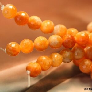 M/ Orange Calcite 10mm Faceted Round Loose Beads 16" Long Genuine Not Dyed Orange Semi Precious Gemstone Beads