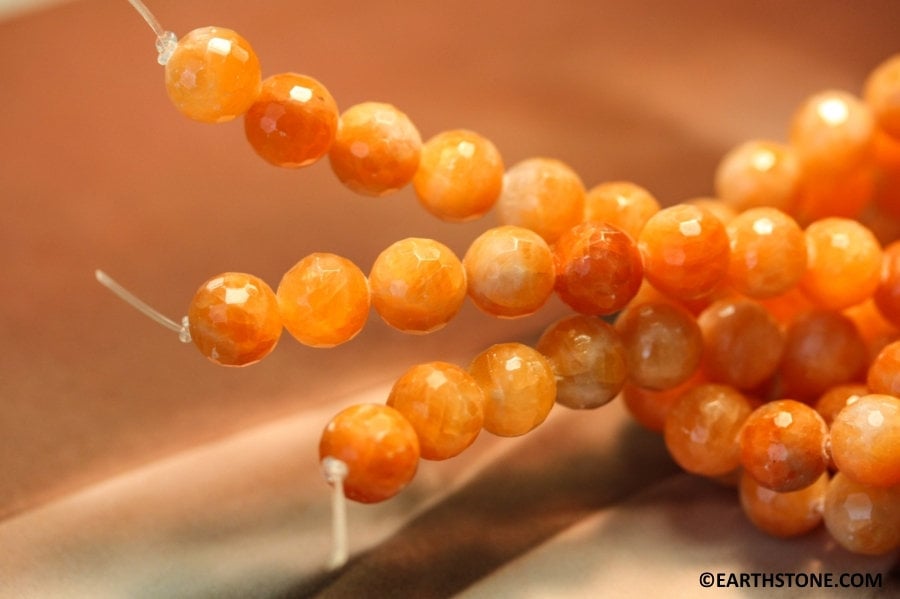 M/ Orange Calcite 10mm Faceted Round Loose Beads 16" Long Genuine Not Dyed Orange Semi Precious Gemstone Beads M/ Orange Calcite 10mm Faceted Round Loose Beads 16" Long Genuine Not Dyed Orange Semi Precious Gemstone Beads