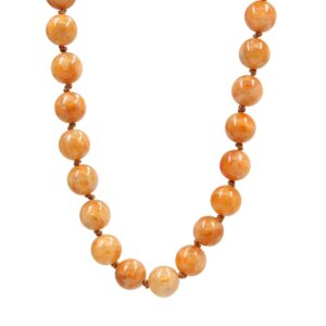 Orange Calcite Necklace: Hand-Knotted Silk, 26" Endless Strand