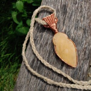 Handcrafted Orange Calcite Necklace, Large Orange Calcite Freeform Stone Lapidary Art Jewelry, 99.99% Pure Copper Wire Wrapped Pendant