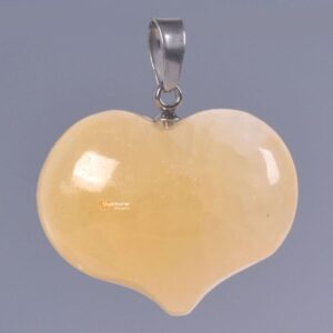 25mm Orange calcite gemstone healing puff LOVE heart pendant focal bead