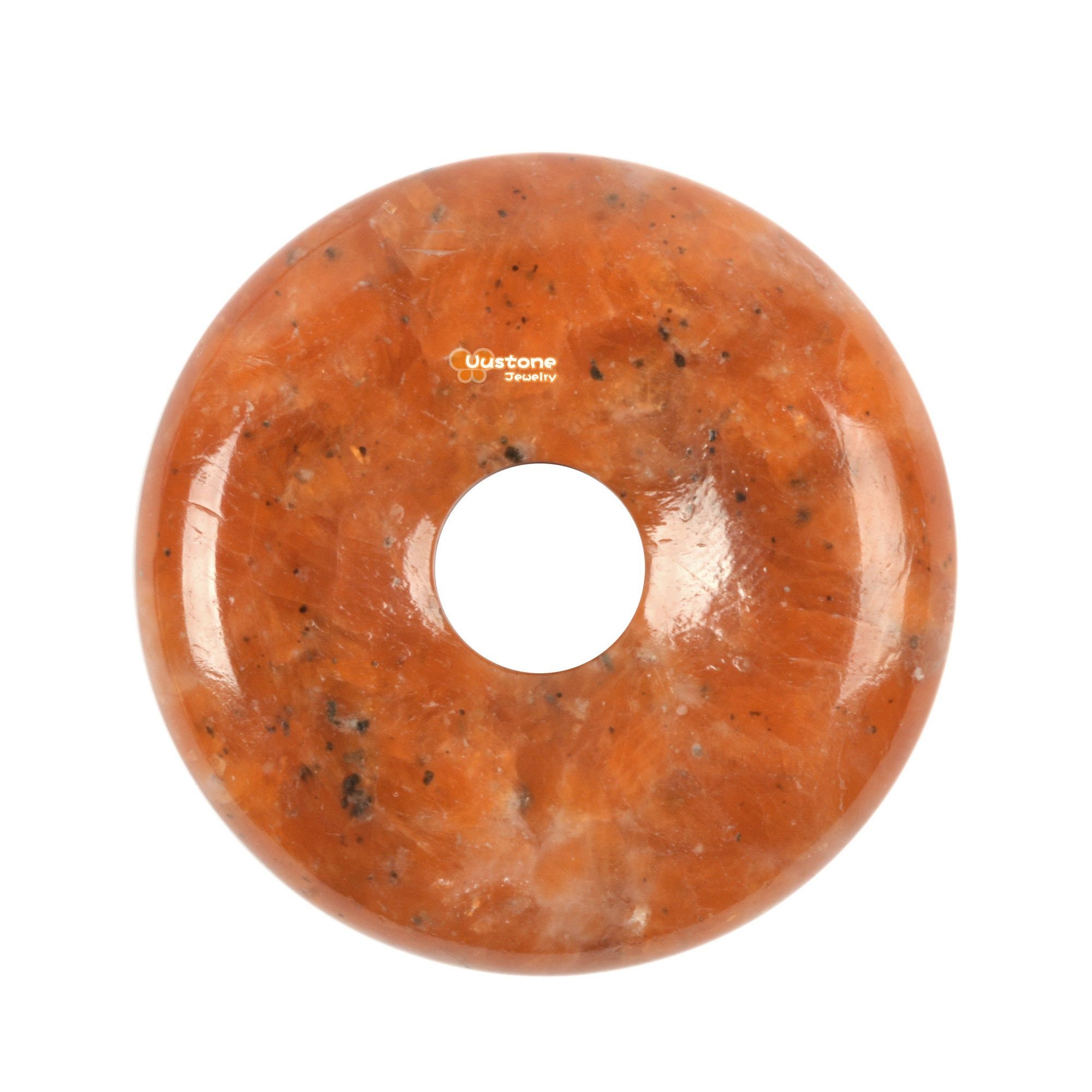30mm Orange Calcite Donut Gemstone Pendant Focal Bead