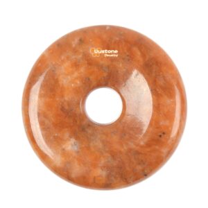 40mm Orange Calcite donut gemstone pendant focal bead 40mm Orange Calcite donut gemstone pendant focal bead