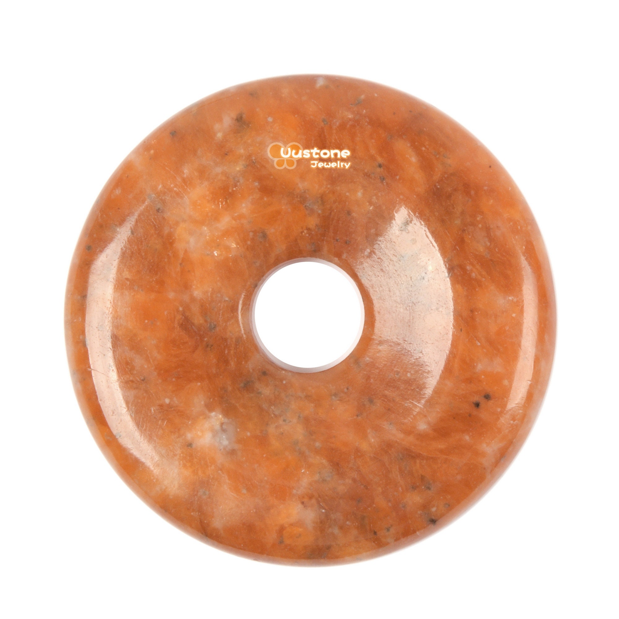 40mm Orange Calcite Donut Gemstone Pendant Focal Bead