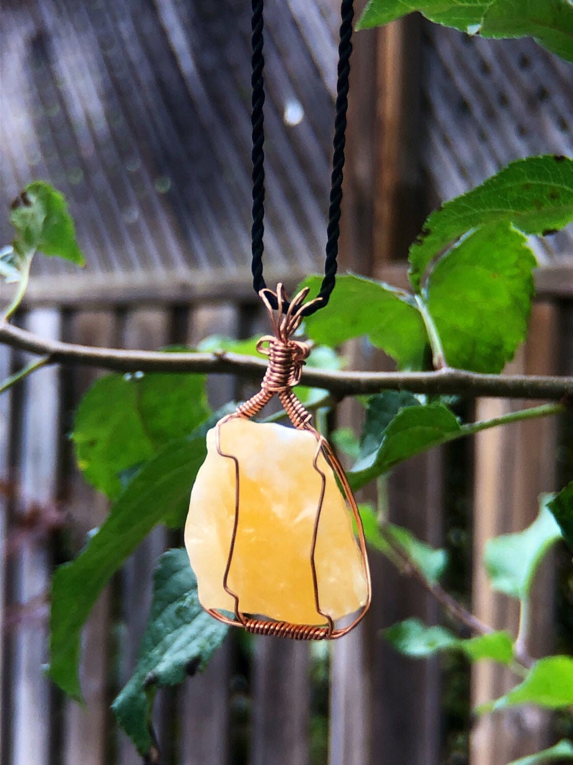 Cacite Necklace For Women, Orange Calcite Pendant Necklace Men, Healing Crystal Jewelry, Calcite Jewelry, Wire Wrapped Pendant For Men