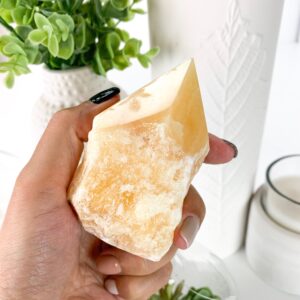 Orange Calcite Crystal Tower: Healing Home Decor