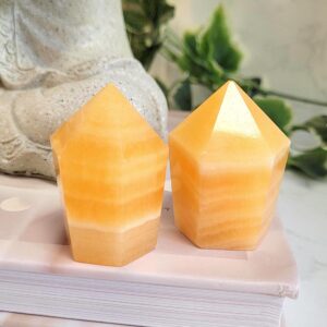 Orange Calcite Crystal Tower • Natural Display Point • Ethically Sourced