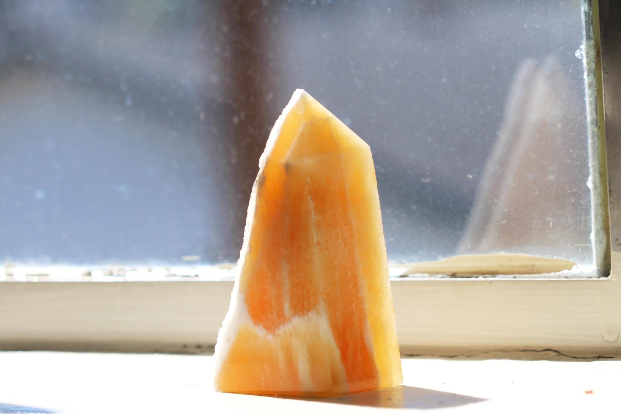 Orange Calcite Tower - Display Crystal - Alter Stone - Home Decor