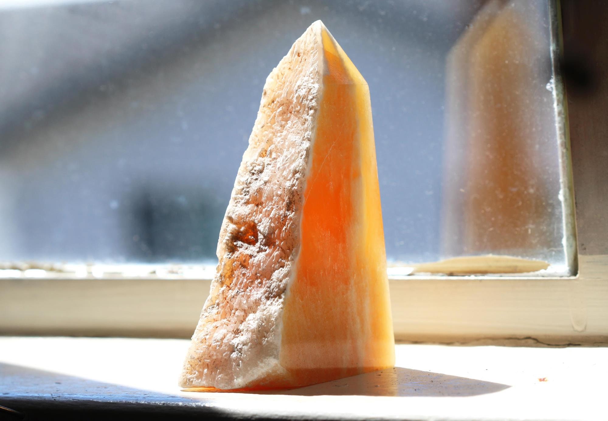 Orange Calcite Tower - Display Crystal - Alter Stone - Home Decor