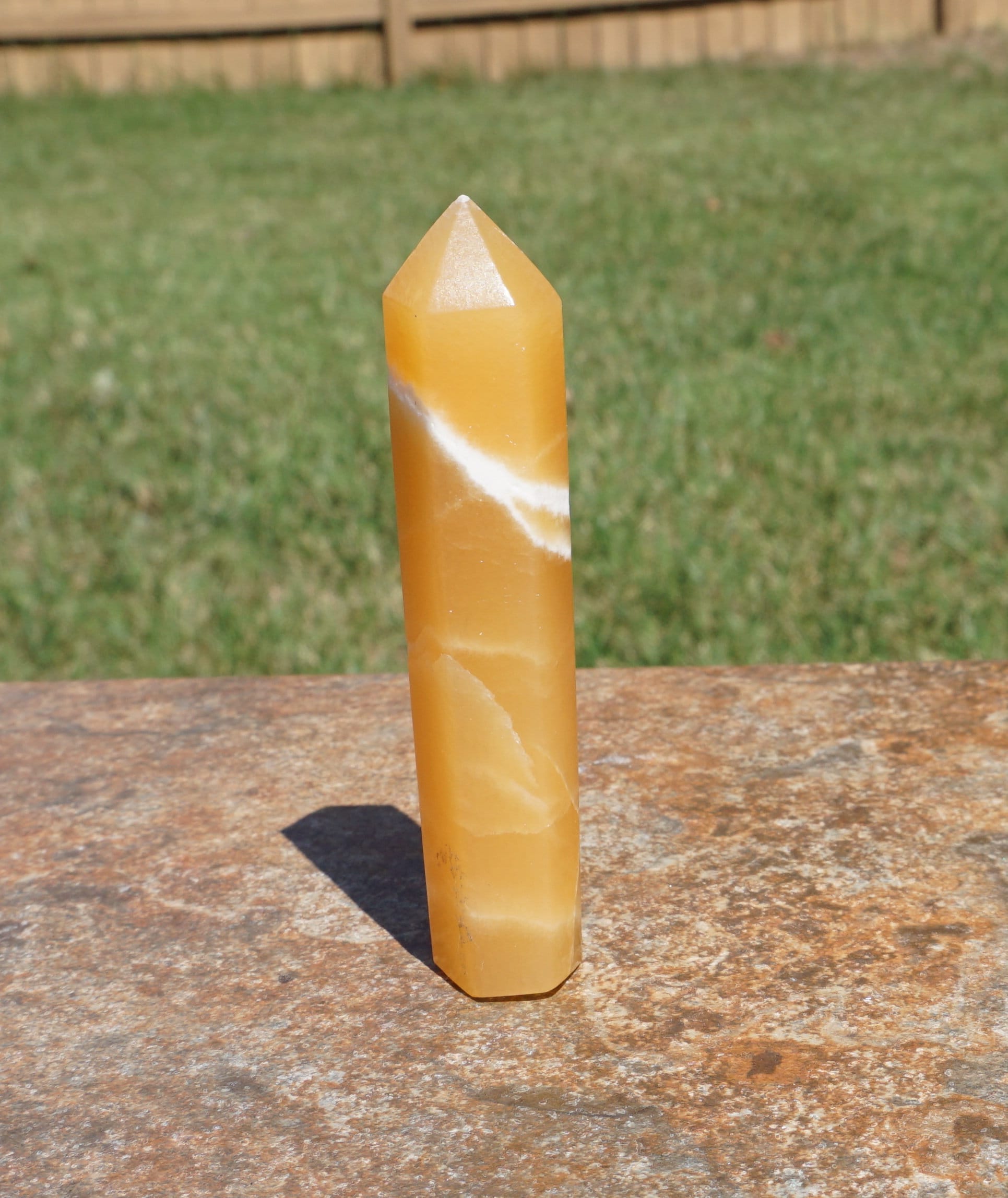Orange Calcite Tower ~ 3.8" X 0.75" X 0.6 " ~ 2.6 Ounces