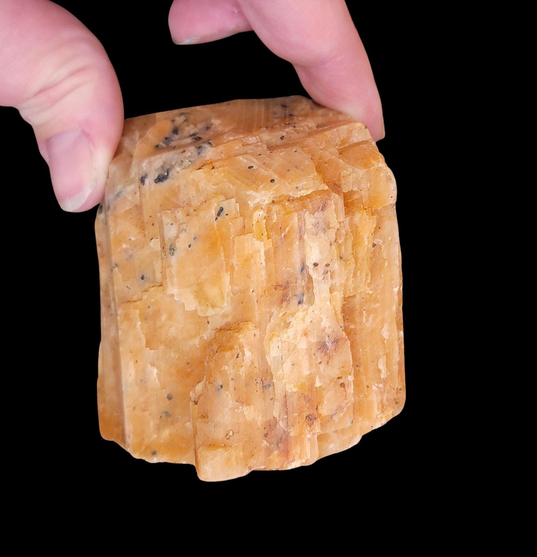 Orange Calcite Rough For Lapidary Slabs, Cabochon Cutting, Polishing, Rock Tumbling, And Rockhound Gift