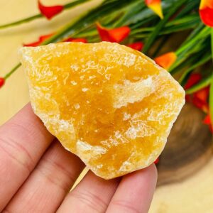 Orange Calcite Rough Stone, Yellow Calcite Raw Crystal Specimen, Healing Chakra Chunks