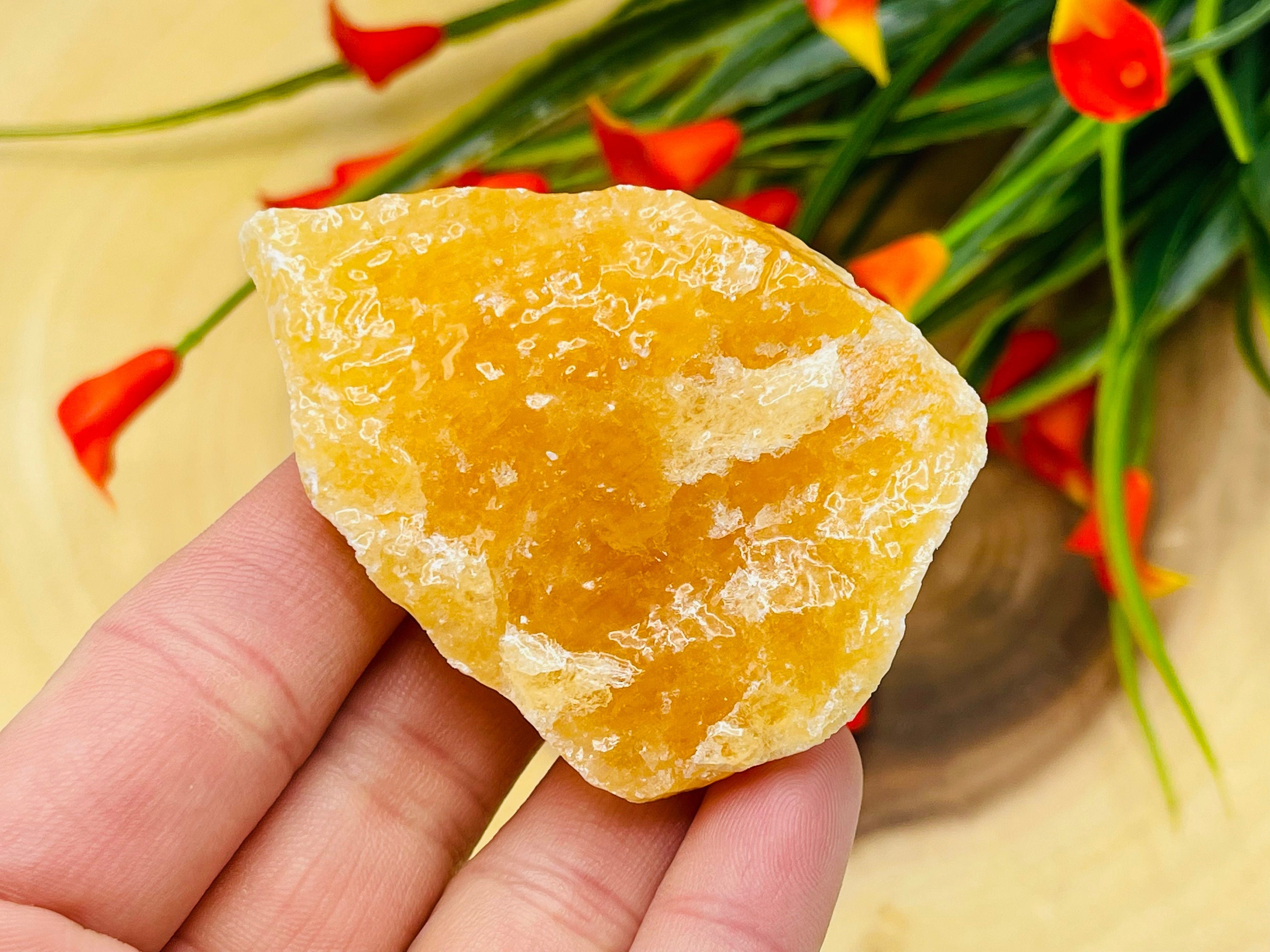 Orange Calcite Rough Stone, Yellow Calcite Raw Crystal Specimen, Healing Chakra Chunks