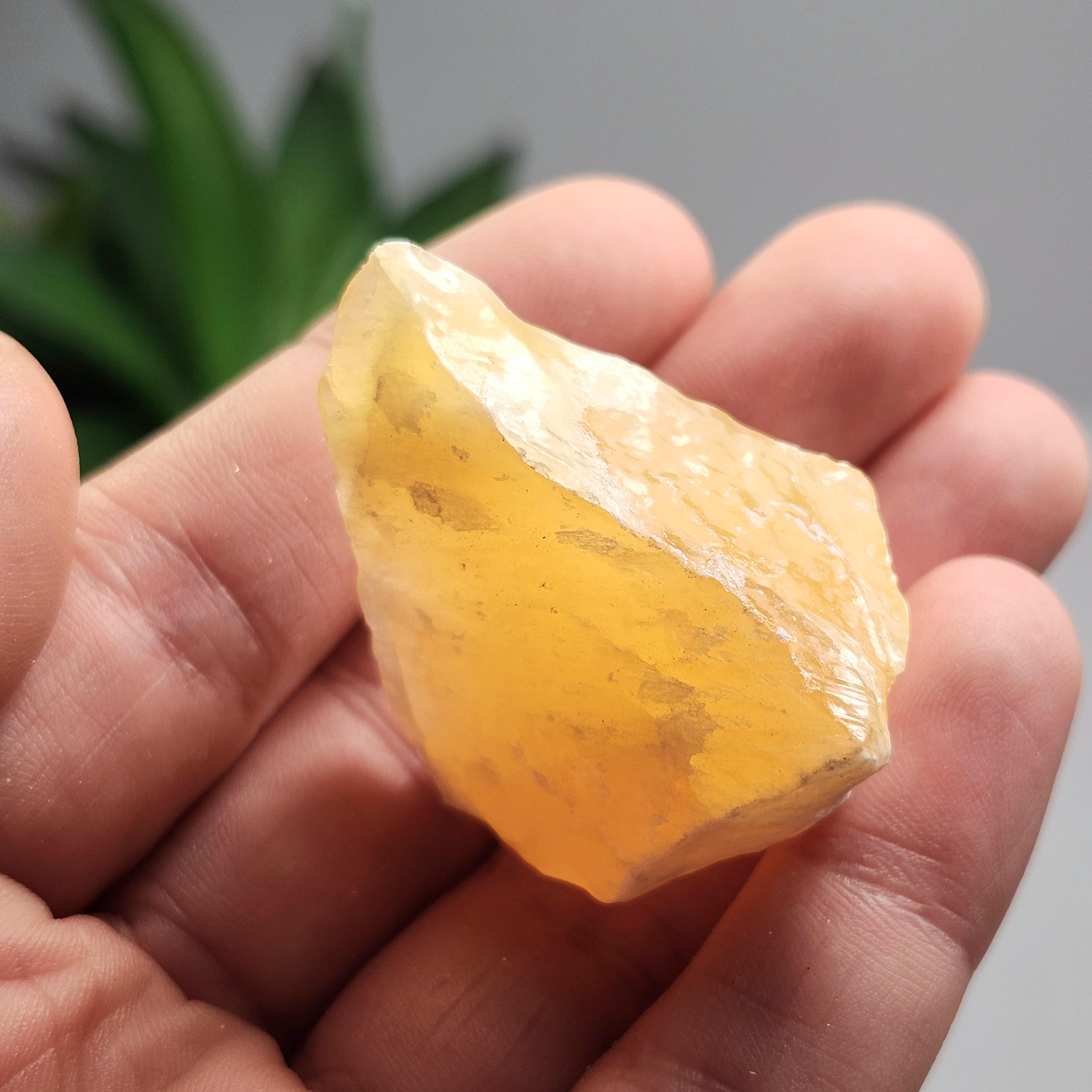 Orange Calcite Specimen, Raw Honey Calcite Crystal - Rough Calcite Stone
