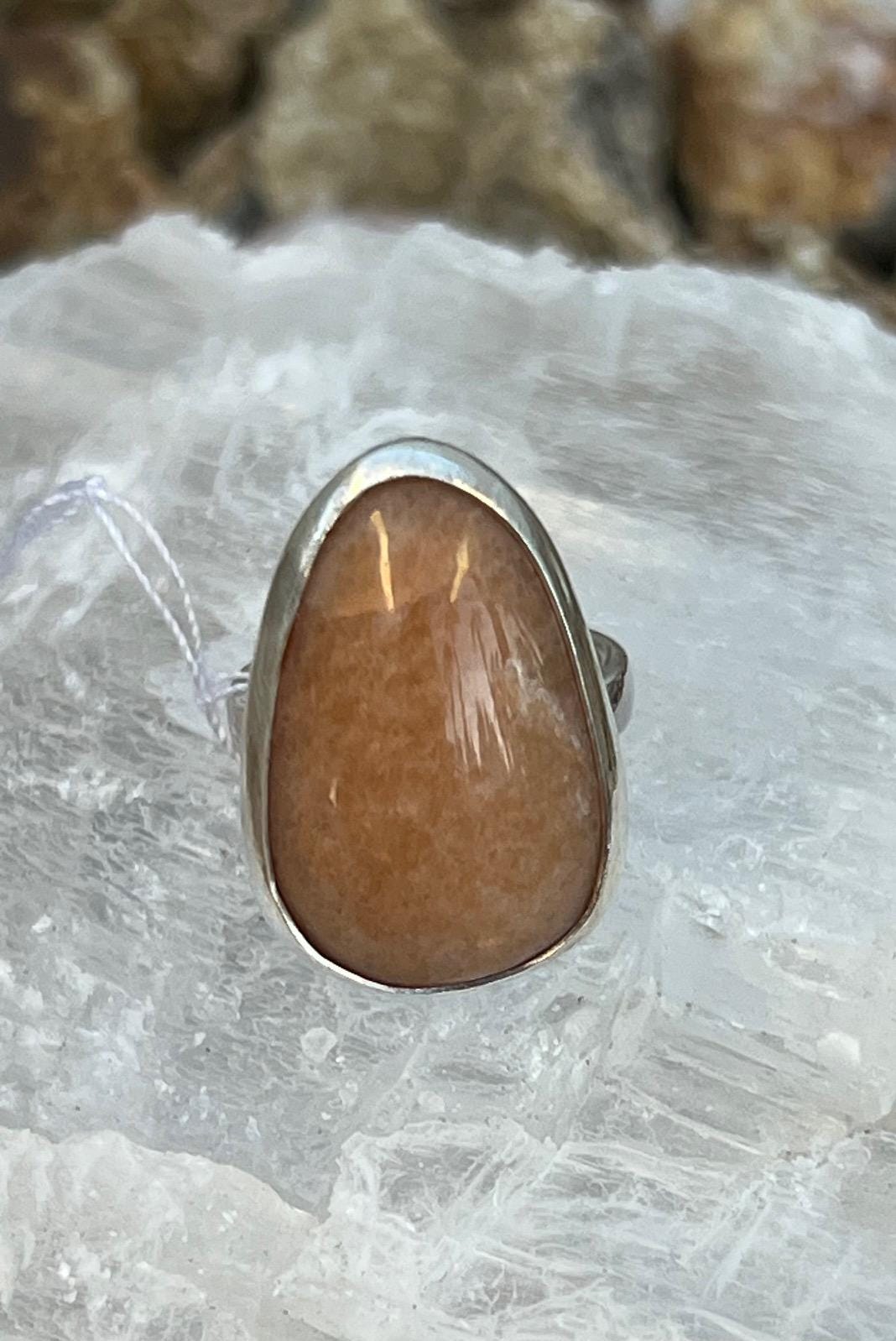 Size 5.5 Orange Calcite Silver Ring Size 5.5 Orange Calcite Silver Ring