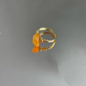 Wire wrapped ring | orange calcite ring | gold | silver