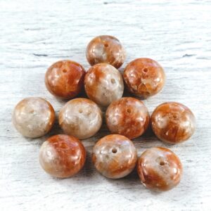 12mm Natural Orange Calcite Gemstone Smooth Rondelle Beads, 16" Strand, 51pcs.