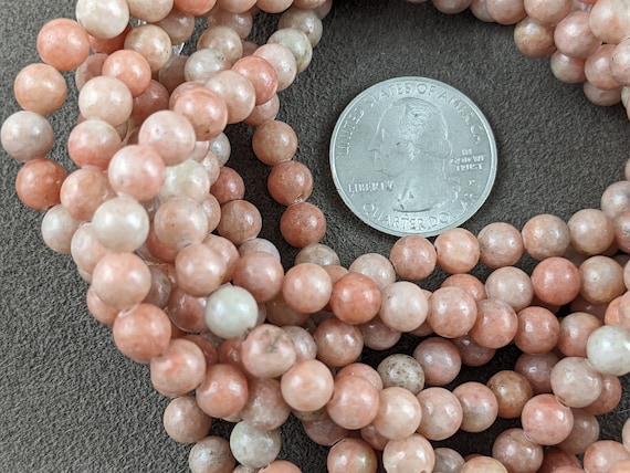 6mm Natural Orange Calcite Round Beads, Approx 65 Beads, 15.5 Inch Strand Jsf003