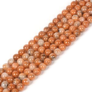 8mm Orange Calcite round ball loose gemstone beads 16"