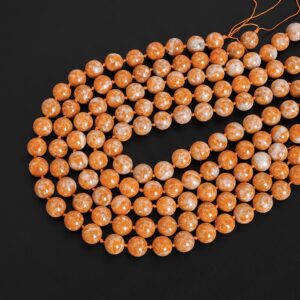 Genuine Natural Orange Calcite Loose Beads Grade AAA Round Shape 14MM