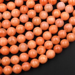 Natural Orange Calcite Beads 6mm 8mm 10mm Smooth Round 15.5" Strand