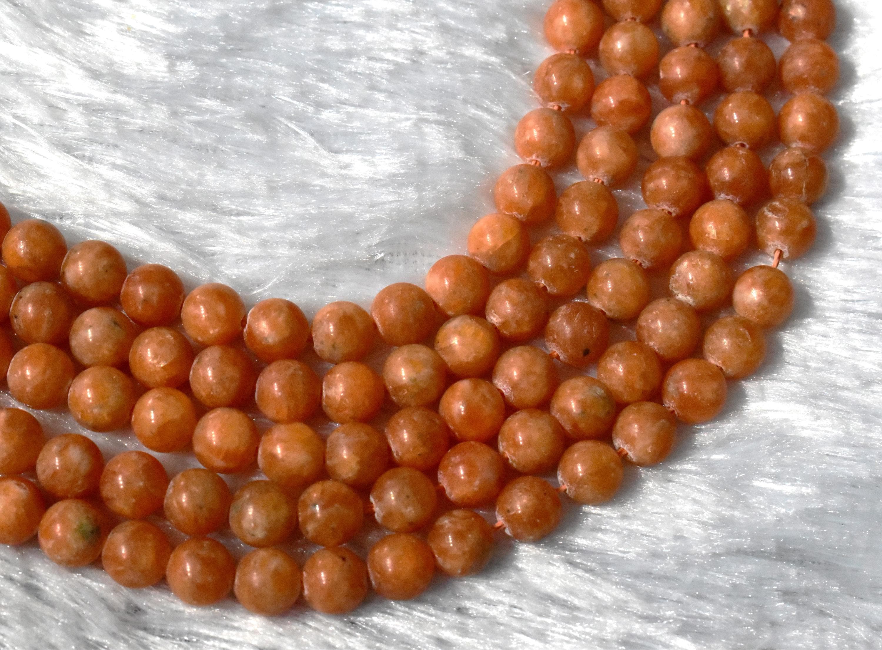 Wholesale 2 Strands Orange Calcite Round Beads For Bracelets, Necklaces & Chakra Healing Jewelry Loose Gemstone Beads Meditation Jewelry