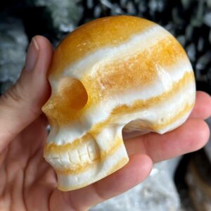 3” Orange Calcite Crystal Skull Carving
