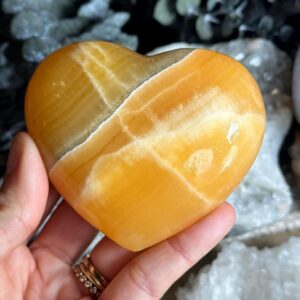 3” Gemmy Orange Calcite Heart, Extra Gemmy